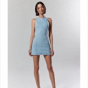Silence + Noise for Urban Outfitters- Denim Sleeveless and Backless A-Line Dress